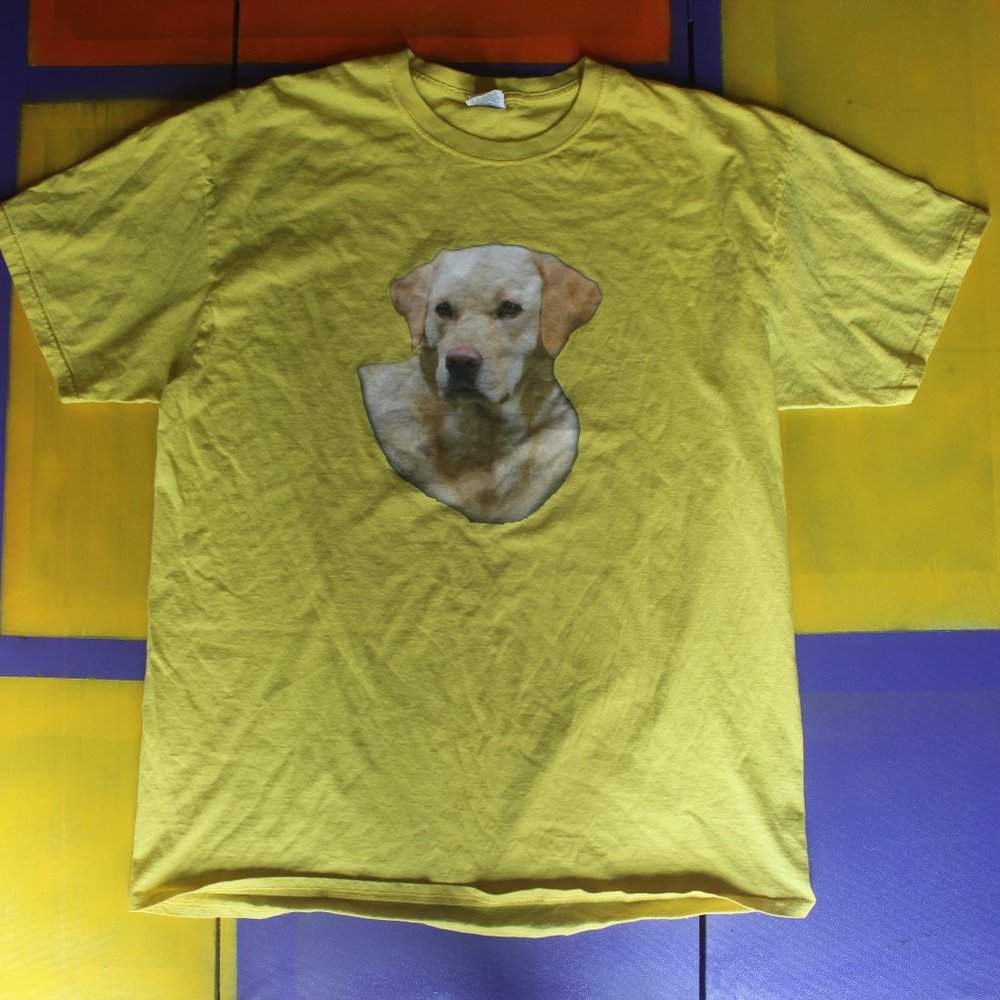 Fruit of the Loom Yellow Dog Print T-Shirt